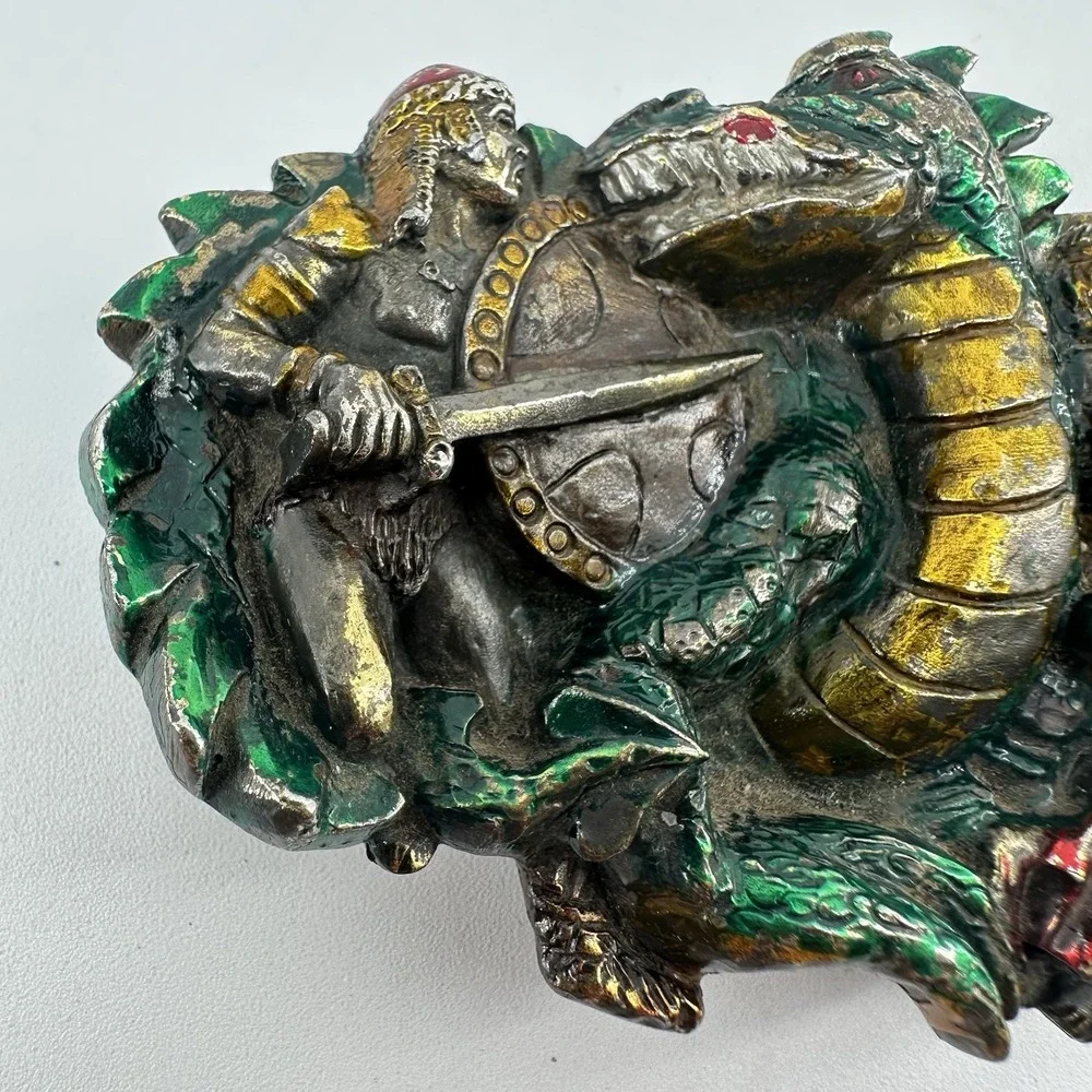 Vintage Belt Buckle Dragon Slayer Knight Nude‎ Woman 1984 Serial #H1421 GABC USA